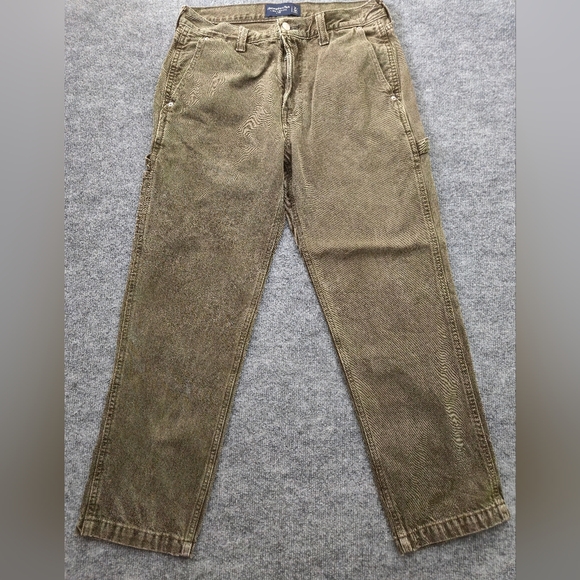 Abercrombie & Fitch Authentic Rigid Denim Loose Green Carpenter Jeans Size 31X30 - Picture 1 of 13